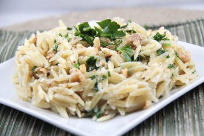Orzo with Walnuts, Blue Cheese & Parsley