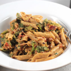 Creamy Sun-Dried Tomato Penne with Braised Broccoli