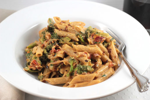 Creamy Sun-Dried Tomato Penne with Braised Broccoli