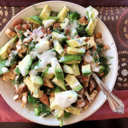 Broccoli + Rice + Avocado Salad with Toasted Almonds + Vegan Ranch