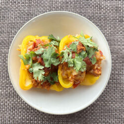Chicken + Cauliflower Rice Stuffed Bell Peppers
