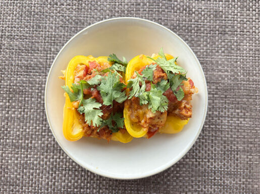Chicken + Cauliflower Rice Stuffed Bell Peppers