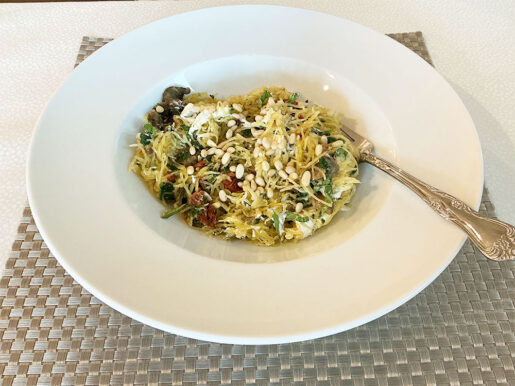 Spaghetti Squash with Sun-Dried Tomatoes and Mushrooms
